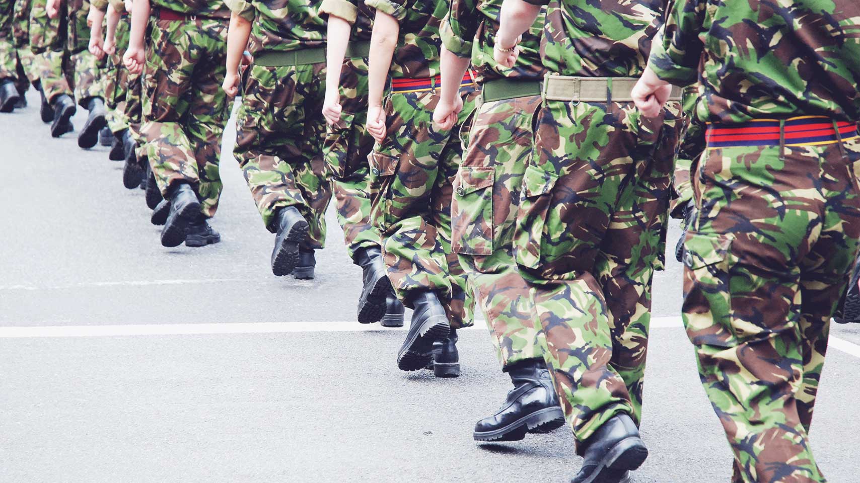 Picture of soldiers marching in line